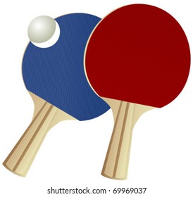 ping pong rackets and ball in vector