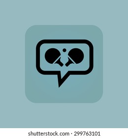Ping pong rackets in chat bubble, in square, on pale blue background