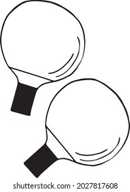 ping pong rackets. hand drawn doodle icon. vector, scandinavian, nordic, minimalism monochrome sports equipment