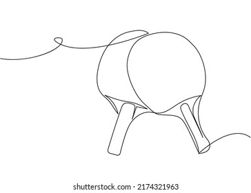 Ping pong rackets one line art. Continuous line drawing of table tennis, sport, fitness, activity, game, paddles, training, leisure, rubber, wood, sporting, equipment, professional, play.