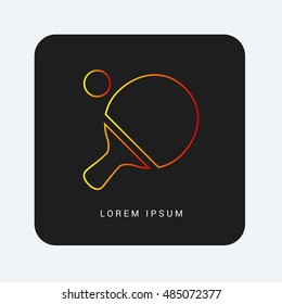 Ping Pong Red & Orange gradient attractive line thin icon / logo design