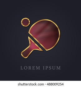Ping Pong Red Ruby with Golden Frame Precious Jewellery Icon / Logo Design