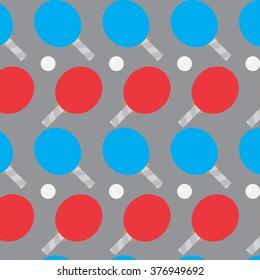 Ping pong seamless pattern. Tennis ping pong, activity competition, racket and ball, sport game. Vector abstract flat design illustration