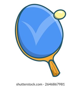 Ping Pong or single Table Tennis paddle hit ball vector illustration style, isolated white background for asset, design, background