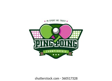 Ping Pong Sport Badge Label Logo Design vector template. T-shirt Graphics
Logo Sport Identity Logotype Illustration Label isolated on white Background.