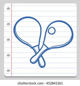 Ping Pong Sport Notebook School Doodle vector illustration sketch.