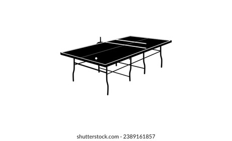  ping pong table, black isolated silhouette