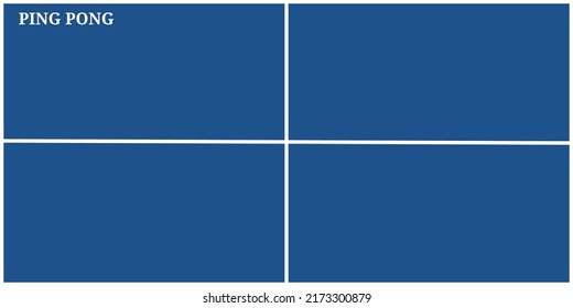 Ping Pong Table In Blue Color, Top View