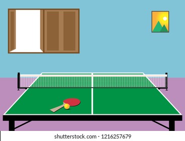 Ping pong table in house sports