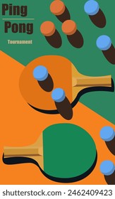 Ping pong, table tennis flyer, poster design, sports invitation vector, editable template. Balls and tennis rackets