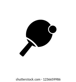 Ping pong table tennis paddle with ball flat vector icon for sports apps and websites