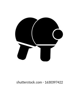 Ping pong table tennis paddle with ball flat vector icon for sports apps and websites. Eps10 vector illustration.