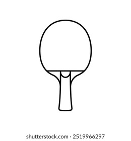 Ping pong table tennis paddle line icon isolated on white background.