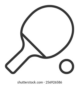Ping pong table tennis paddle with ball line art vector icon for sports apps and websites