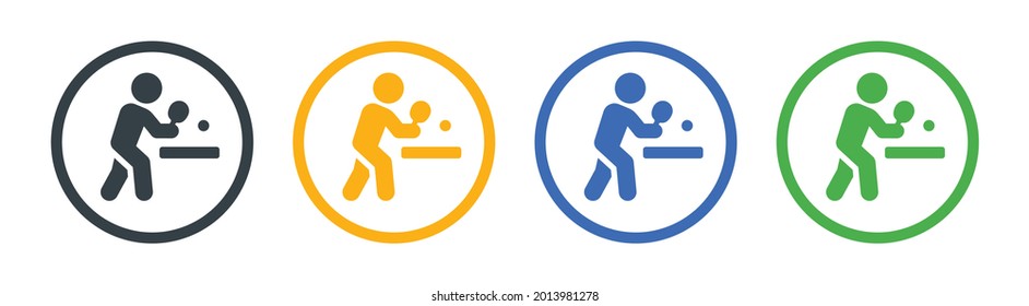 Ping pong or table tennis player vector icon.