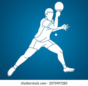 Ping Pong or Table Tennis Player  Action Cartoon Sport Graphic Vector