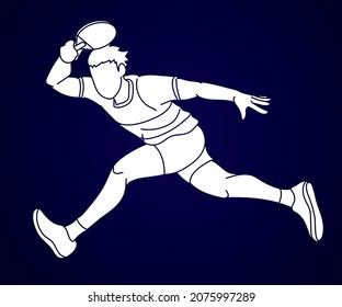 Ping Pong or Table Tennis Player  Action Cartoon Sport Graphic Vector