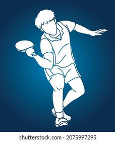 Ping Pong or Table Tennis Player  Action Cartoon Sport Graphic Vector