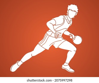 Ping Pong or Table Tennis Player  Action Cartoon Sport Graphic Vector