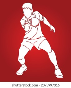 Ping Pong or Table Tennis Player  Action Cartoon Sport Graphic Vector