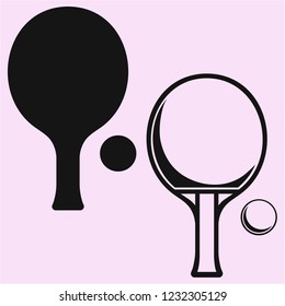 Ping Pong,  table tennis rackets vector silhouette