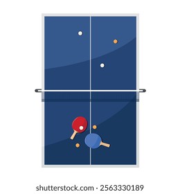 Ping pong table, tennis table with rackets and balls on white background. Sports equipment. Sport.