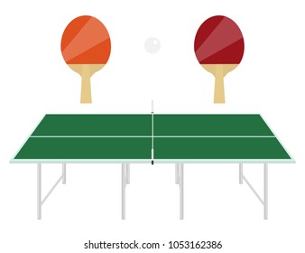 Ping pong. Table tennis, realistic table tennis with rackets. Flat design, vector illustration, vector.