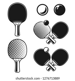 Ping pong, table tennis set of vector monochrome objects or design elements isolated on white background