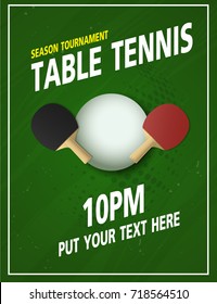 Ping Pong or table Tennis tournament. poster or banner vector template design.
