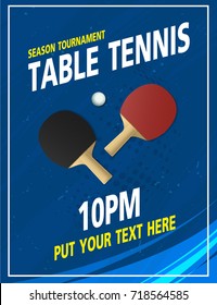 Ping Pong or table Tennis tournament. poster or banner vector template design.