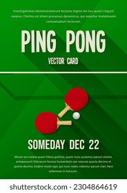 Ping Pong, table Tennis vector template flyer with copy space