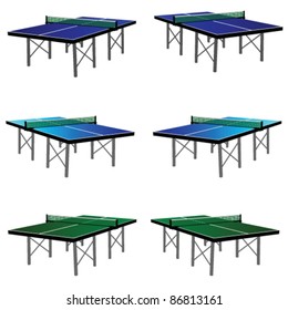 ping pong table in three color vector illustration