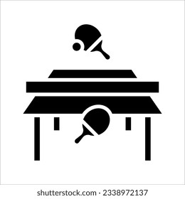 ping pong table or white table tennis icon, vector illustration on white background