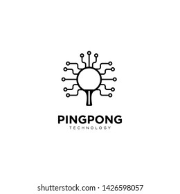 Ping Pong Technology Logo Design Vector