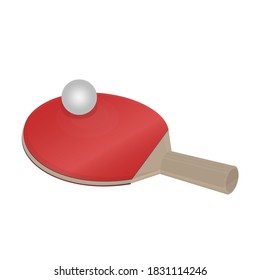 Ping pong. Tennis racket and ball, vector illustration