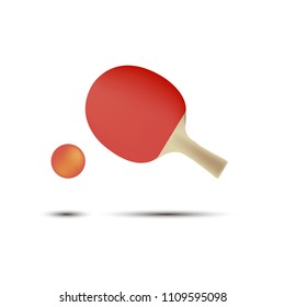 Ping pong tennis table racket vector icon ball isolated flat game