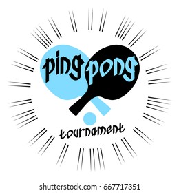 Ping Pong Tournament logo illustration vector with black and blue Paddles