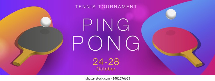 Ping pong tournament Poster Template with balls and racquets, modern graphic