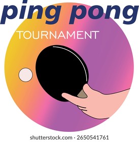 Ping pong tournament poster, vector flat illustration table tennis championship. Professional competition, illustration sport hobby round background, banner sport school, small tennis training