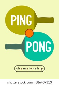 Ping Pong typographical vintage style poster. Retro vector illustration.