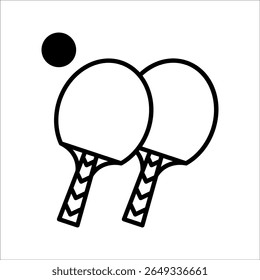 Ping pong vector icon on black and white background. color editable
