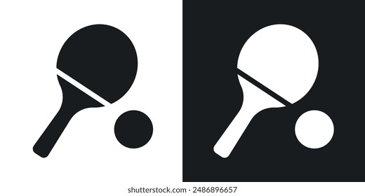Ping pong vector icon set in solid black and white color