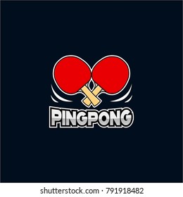 Ping pong vector logo template design with paddle icon