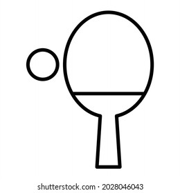 Ping Pong Vector Outline Icon Isolated On White Background
 