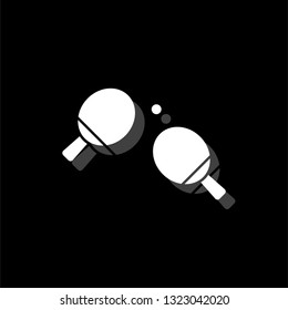 Ping pong. White flat simple icon with shadow