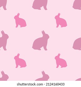 Ping rabbit on pink background background textured seamless pattern for wrap gift box , Pattern for tablecloth, duvet cover, blanket, or other textile print.