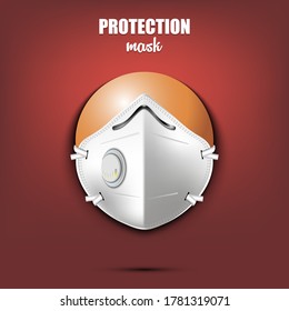 Ping-pong ball with a protection mask. Caution! wear protection mask. Risk disease. Cancellation of sports tournaments. Pattern design. Vector illustration