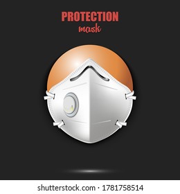 Ping-pong ball with a protection mask. Caution! wear protection mask. Risk disease. Cancellation of sports tournaments. Pattern design. Vector illustration