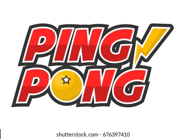 Ping-pong competition big creative promotional logotype isolated illustration