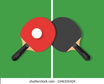 Ping-pong design. Table and rackets for ping-pong. Vector illustration